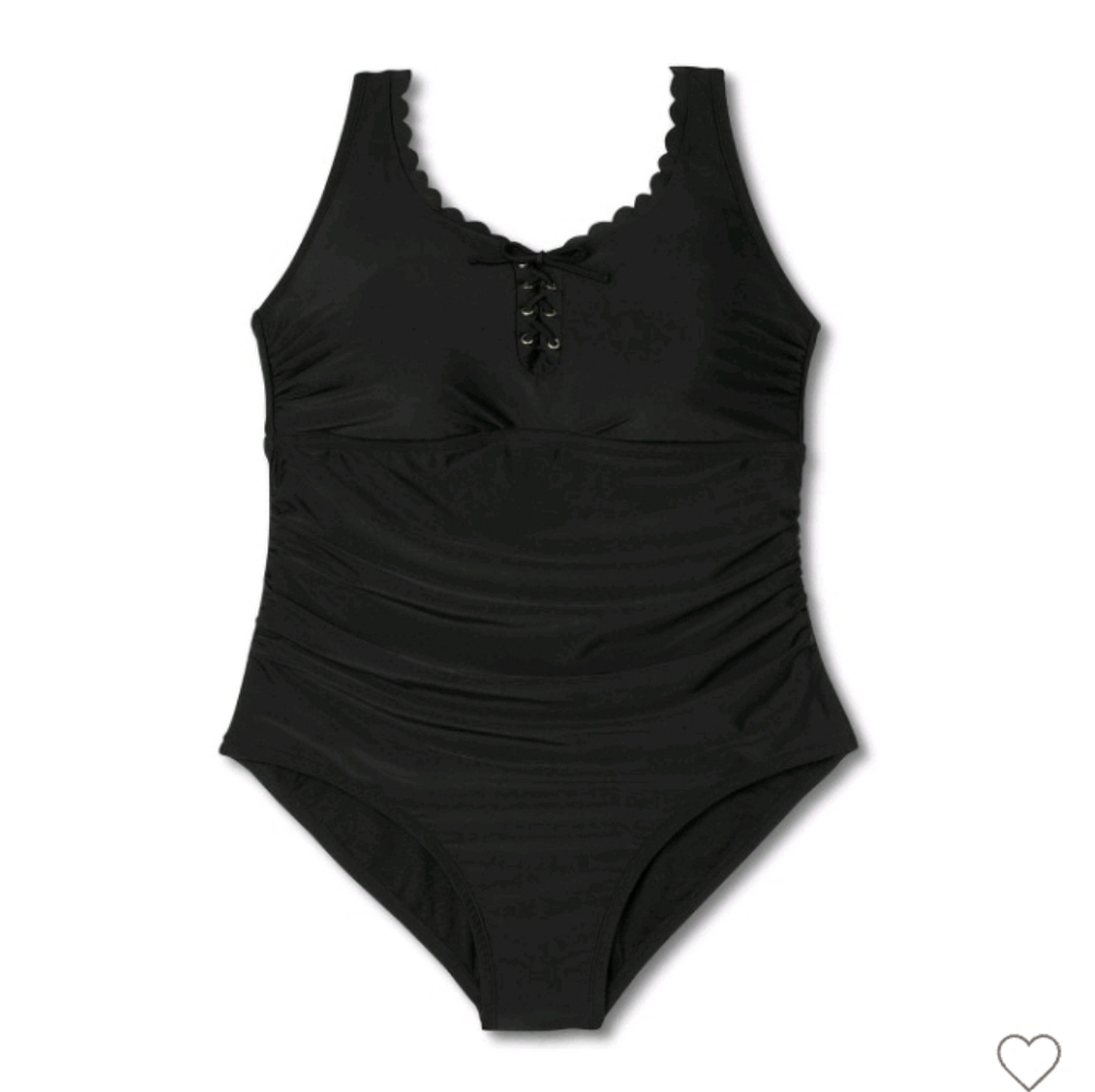 Grommet Scalloped Full Coverage One Piece Swimsuit